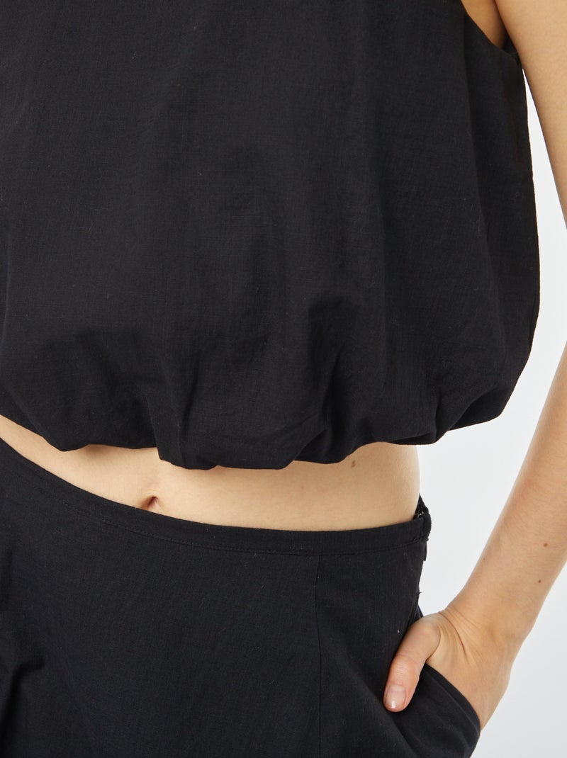 T-shirt manga cava em forma balão Preto - Kiabi