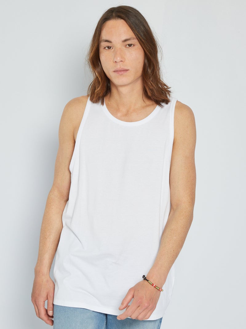 T-shirt manga cava em jersey Branco - Kiabi