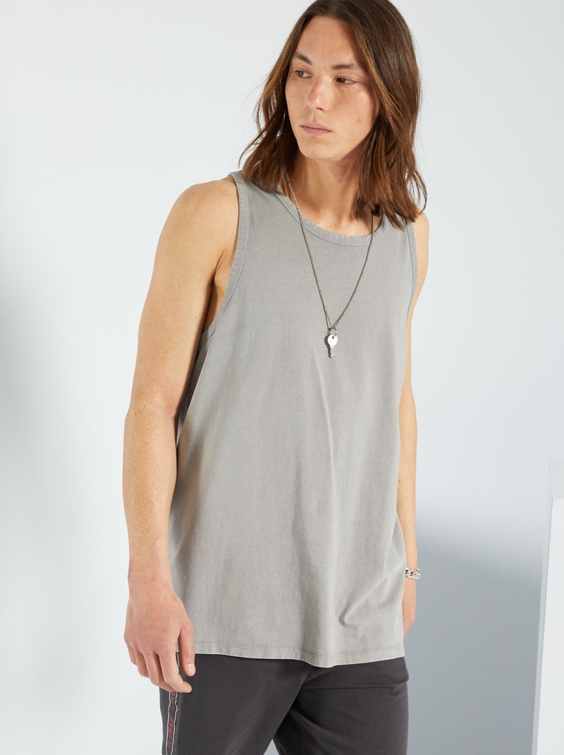 T-shirt manga cava em jersey CINZA - Kiabi