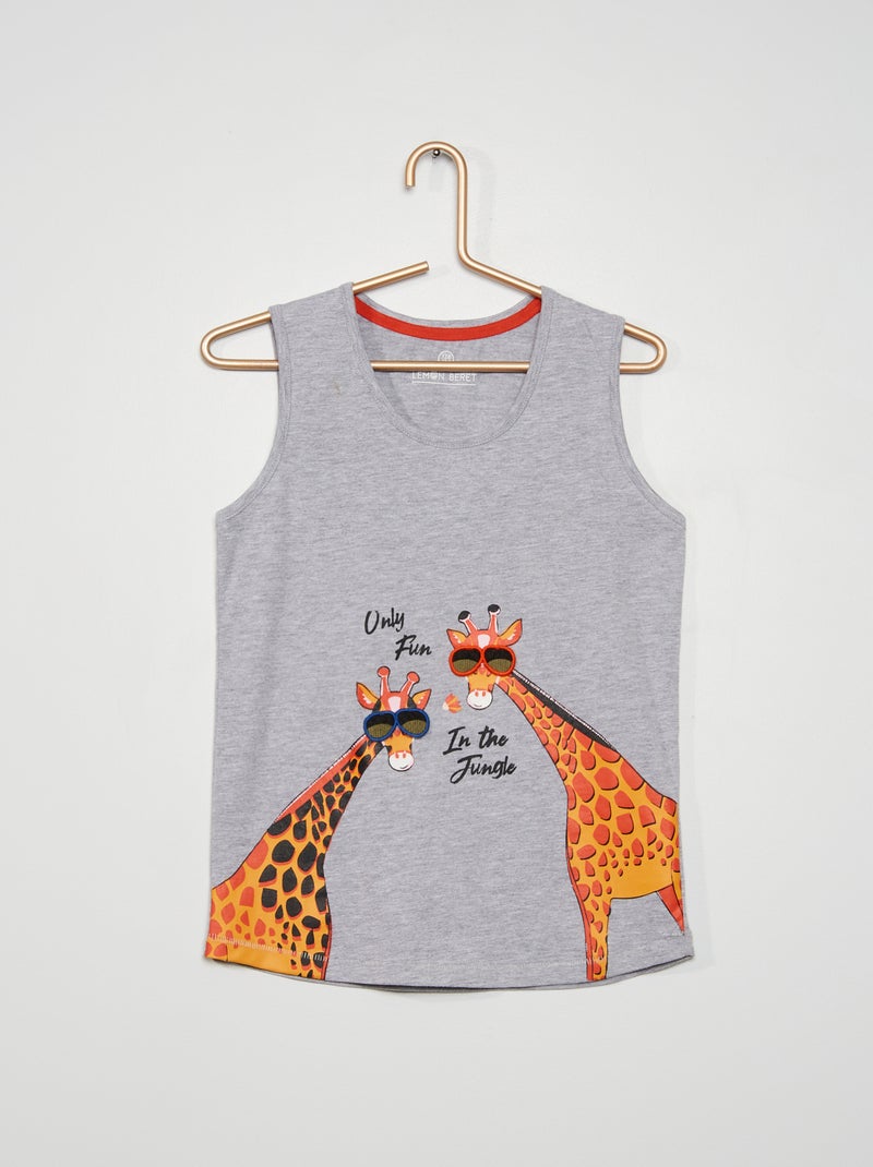 T-shirt manga cava em jersey com desenho Cinza - Kiabi