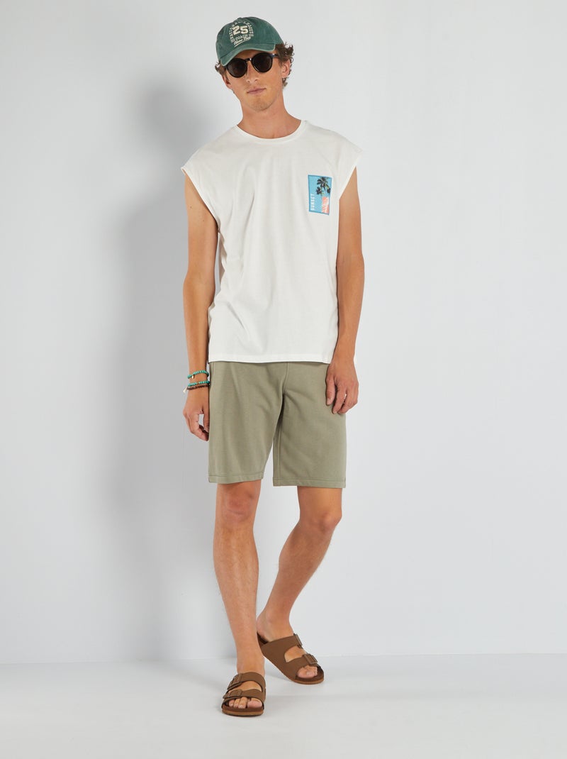 T-shirt manga cava em jersey com estampado Branco - Kiabi