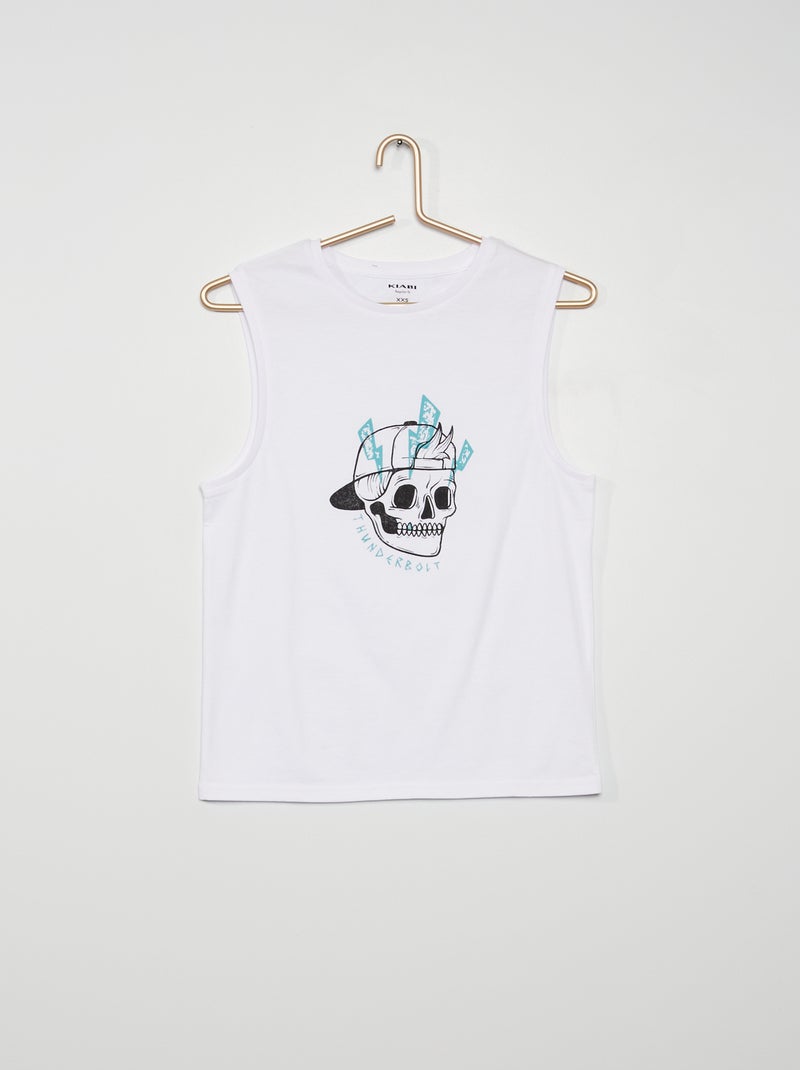 T-shirt manga cava em jersey com estampado BRANCO - Kiabi
