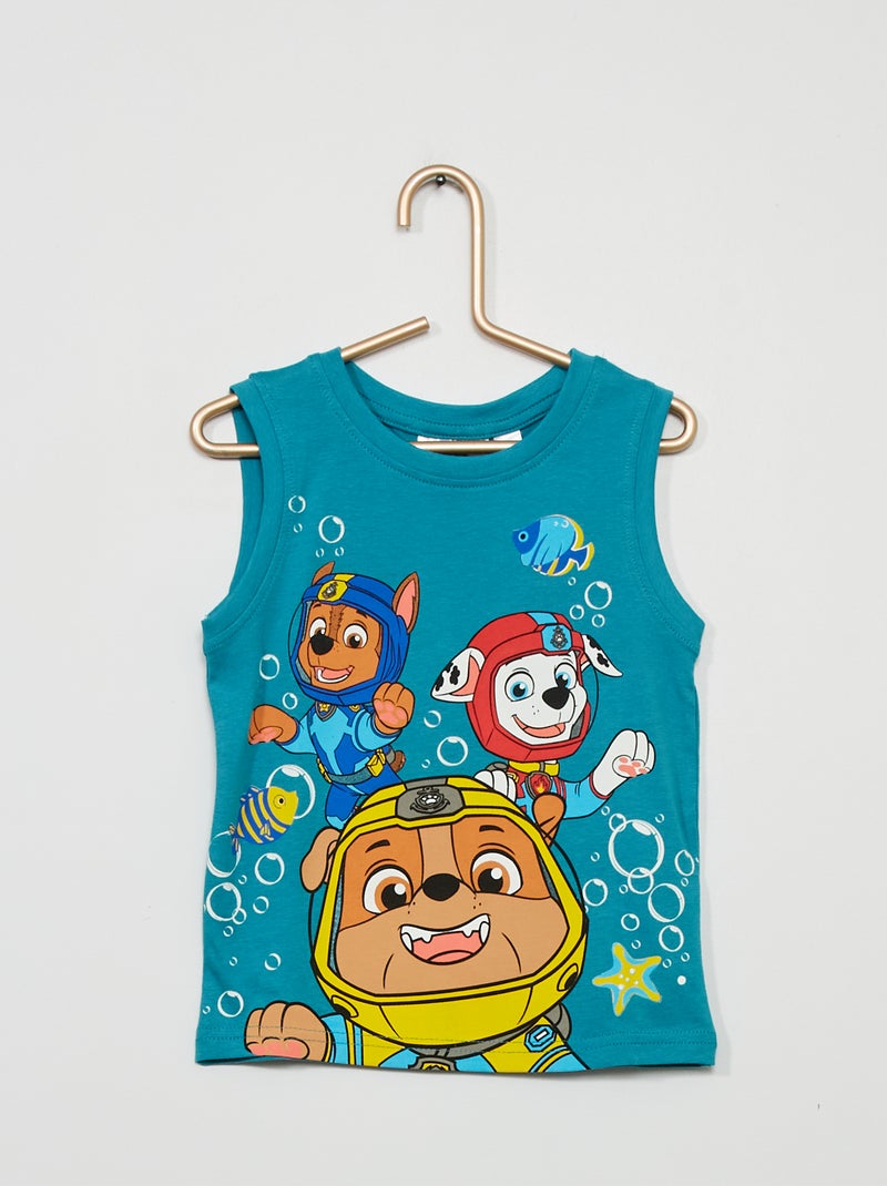 T-shirt manga cava em jersey 'Patrulha Pata' Azul Esverdeado - Kiabi