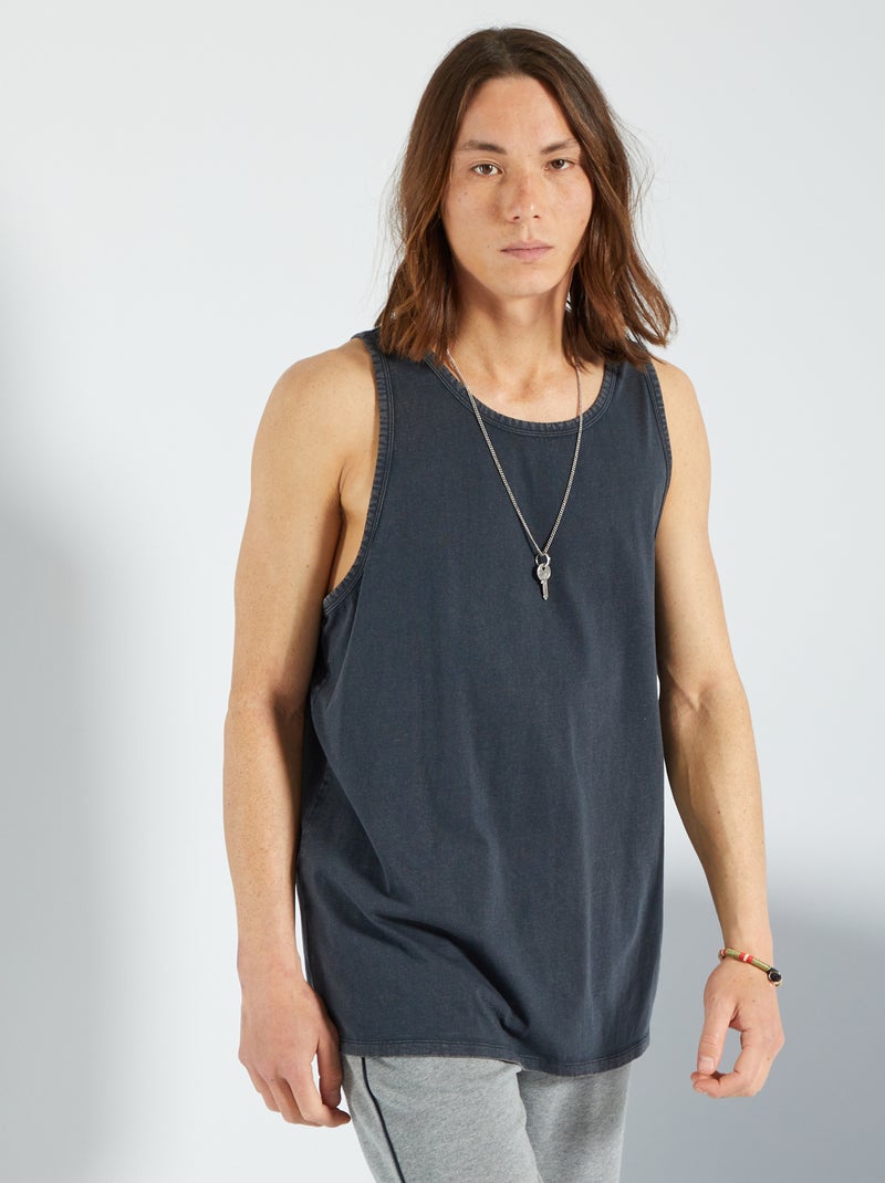 T-shirt manga cava em jersey Preto - Kiabi
