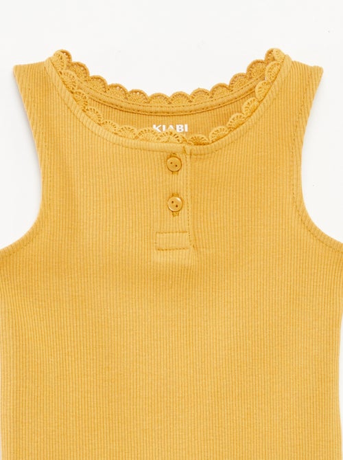 T-shirt manga cava em malha nervurada - Kiabi