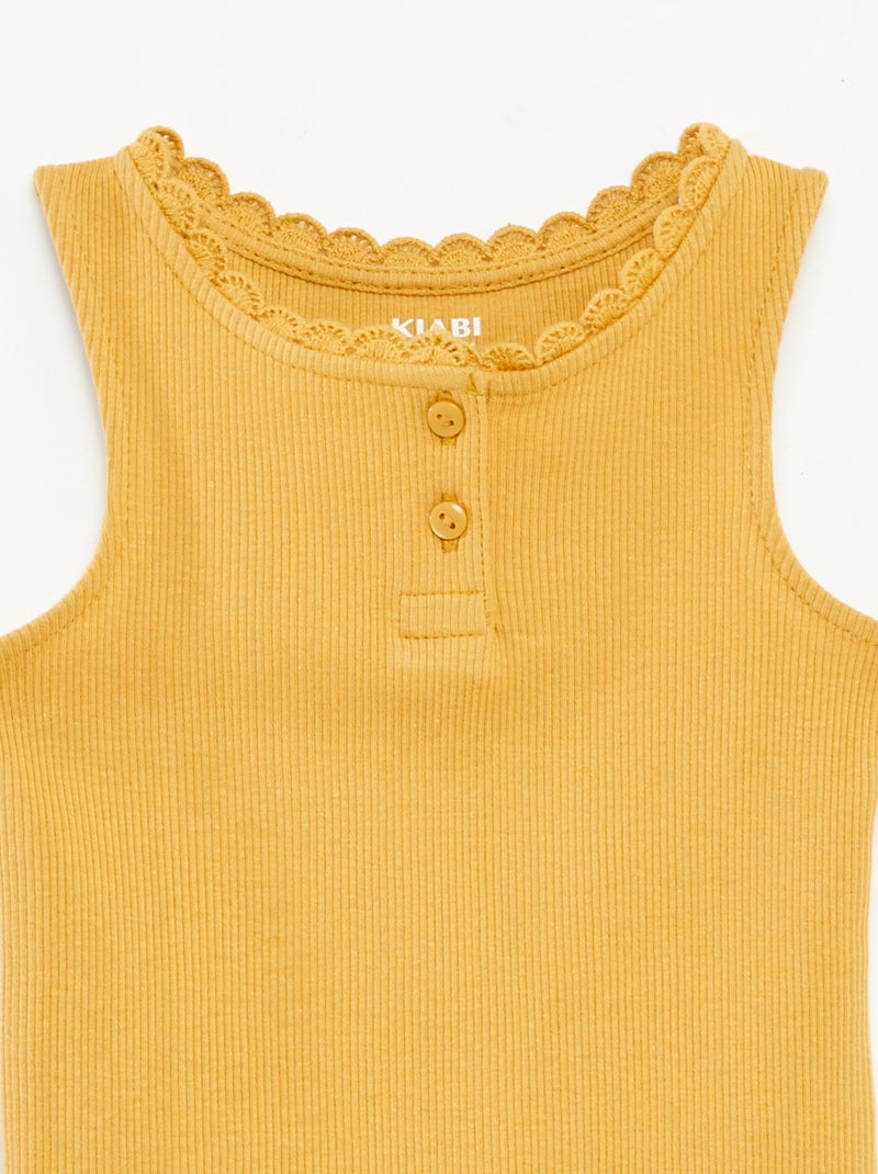 T-shirt manga cava em malha nervurada BEGE - Kiabi