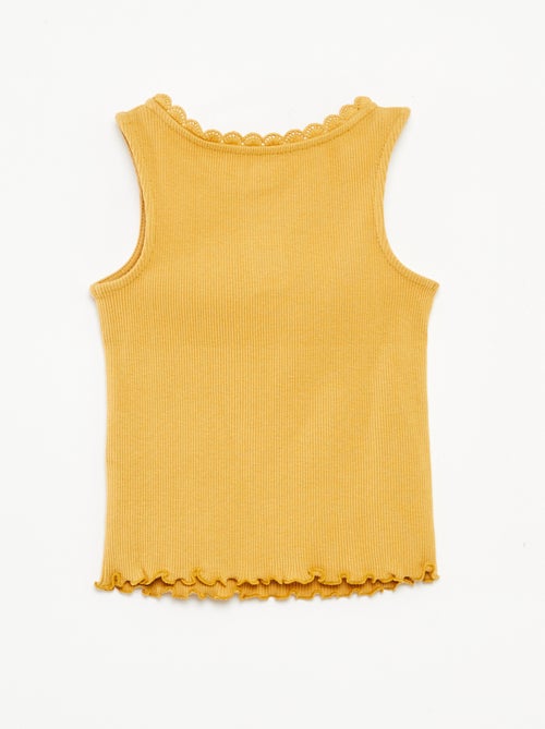 T-shirt manga cava em malha nervurada - Kiabi