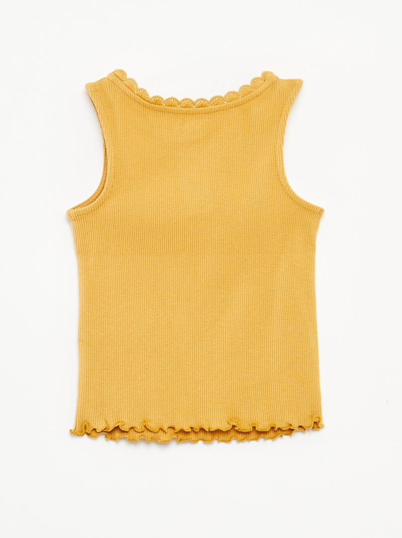 T-shirt manga cava em malha nervurada BEGE - Kiabi