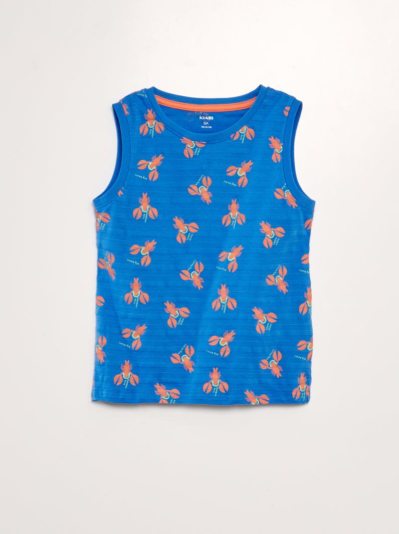 T-shirt manga cava estampada AZUL - Kiabi