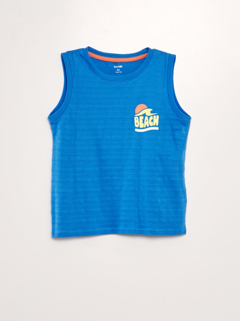 T-shirt manga cava estampada AZUL - Kiabi