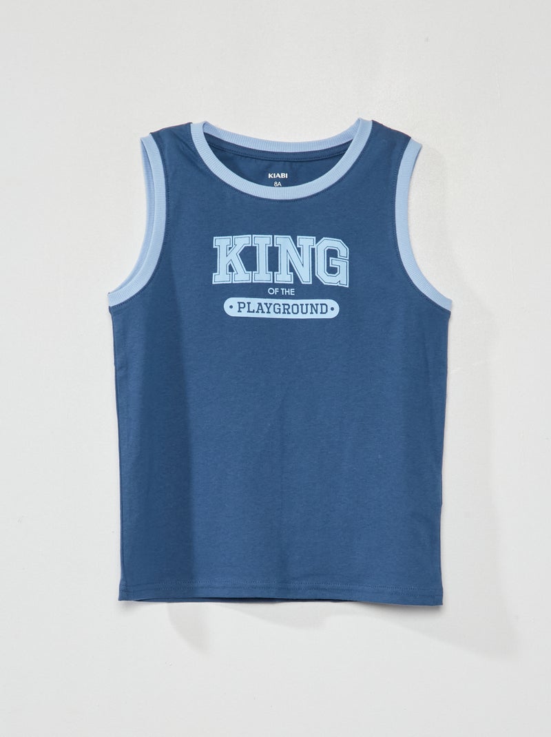 T-shirt manga cava estampada AZUL - Kiabi