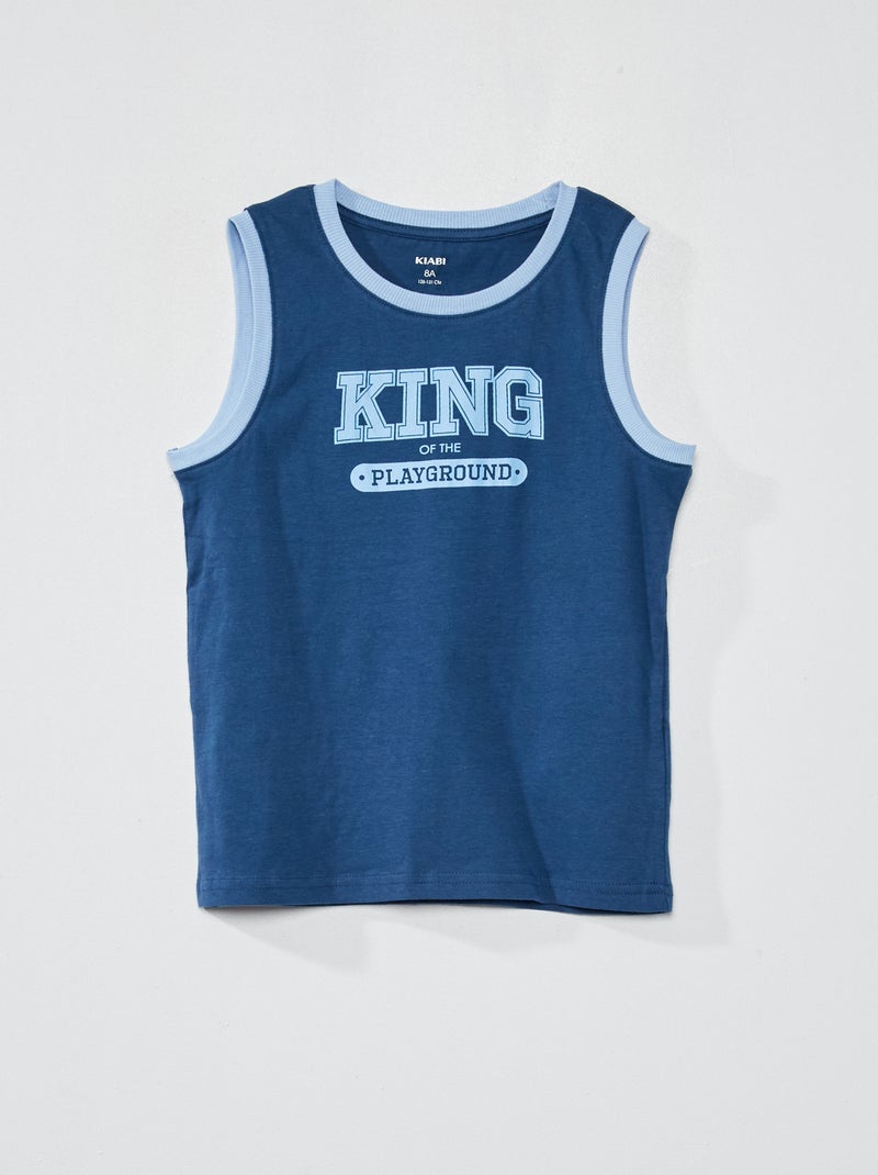 T-shirt manga cava estampada AZUL - Kiabi