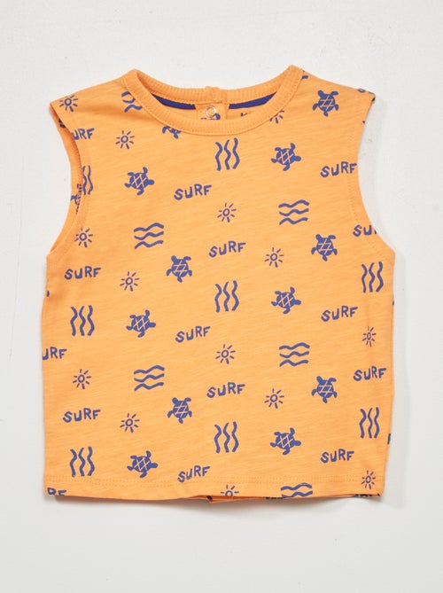 T-shirt manga cava estampada - Kiabi