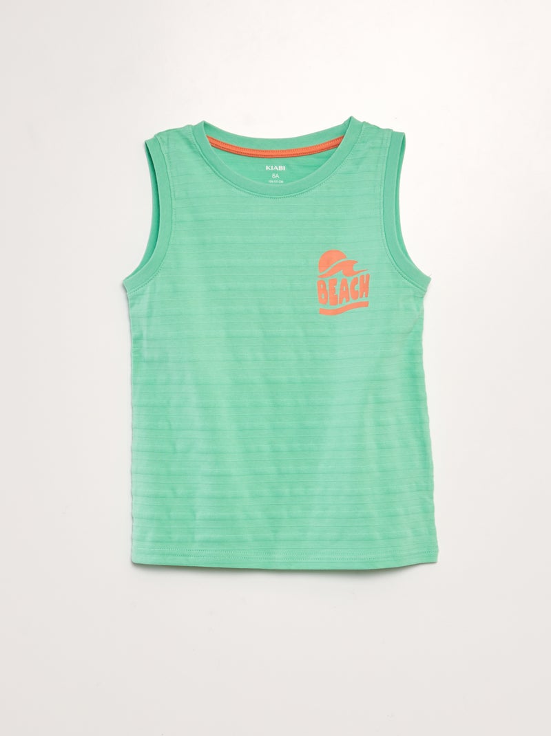 T-shirt manga cava estampada VERDE - Kiabi