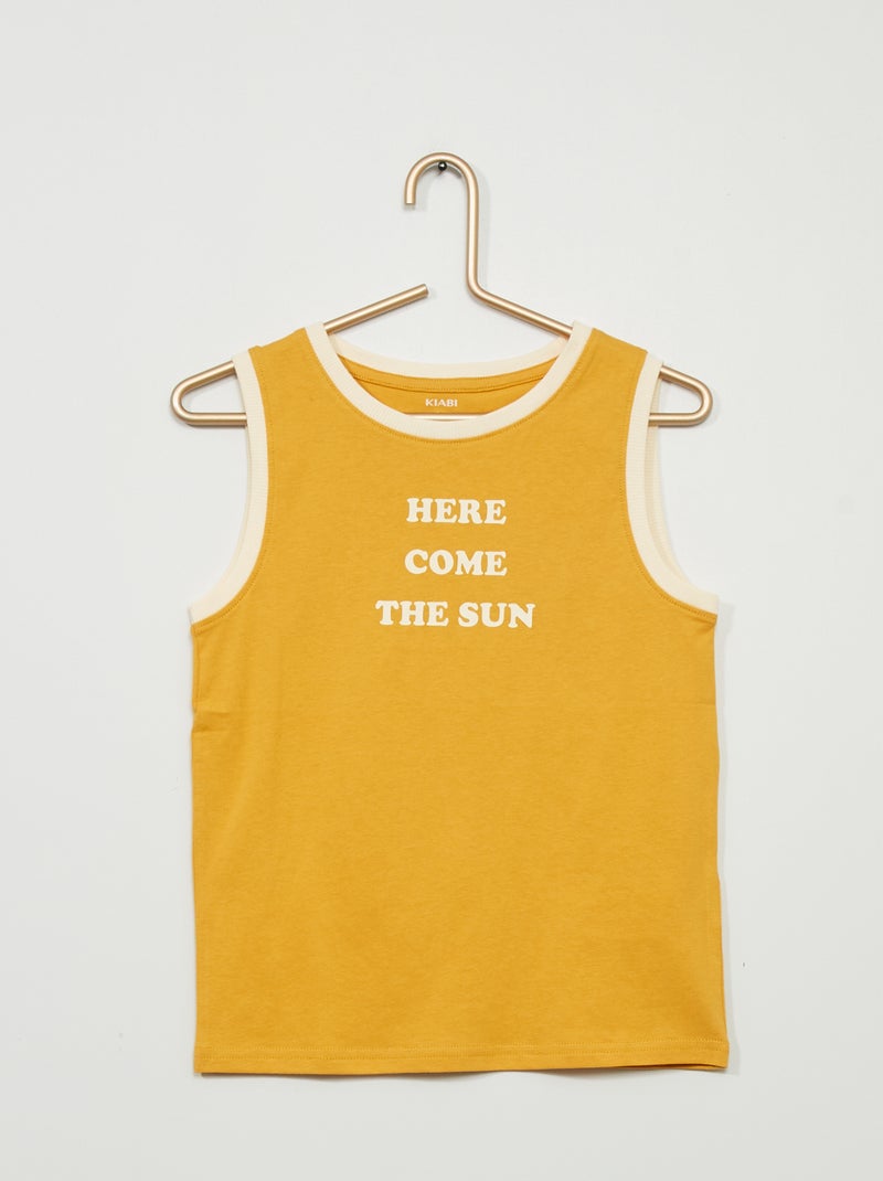 T-shirt manga cava 'here come the sun' AMARELO - Kiabi