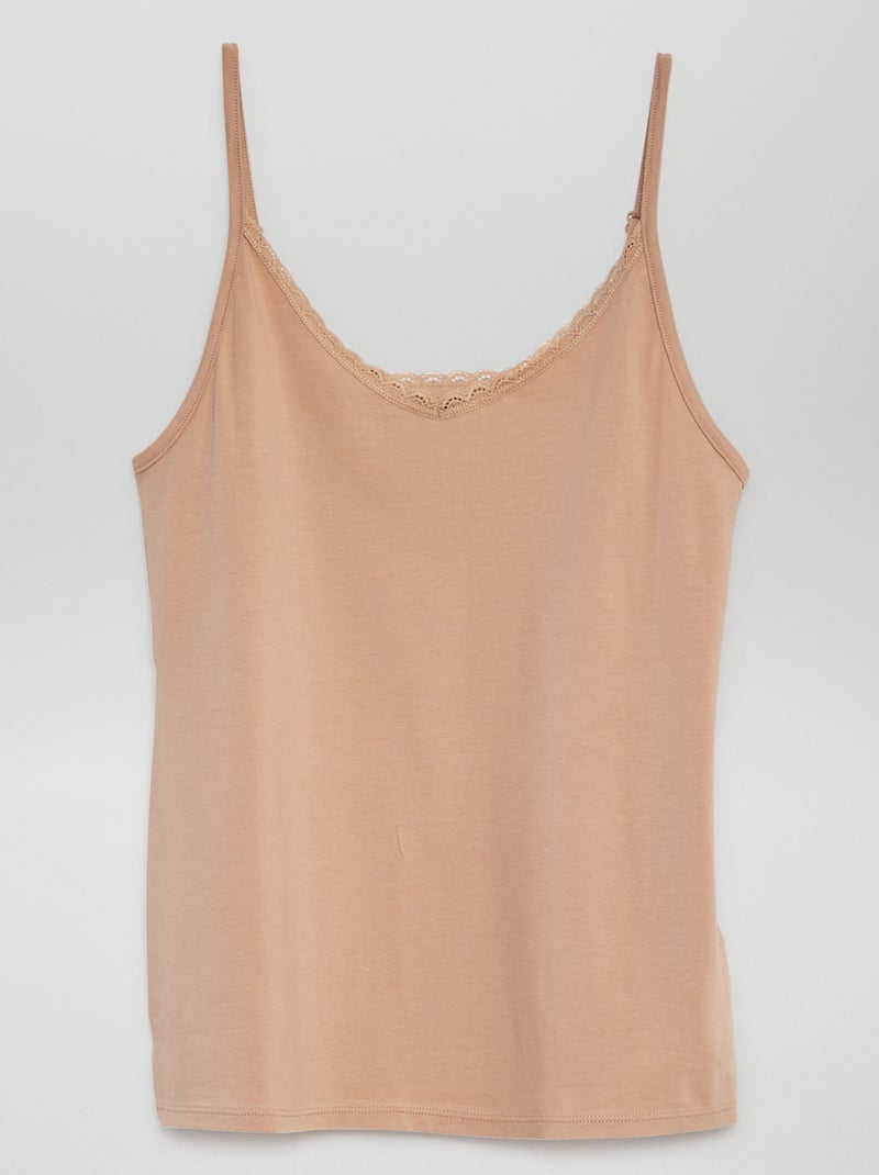 T-shirt manga cava interior de alças finas BEGE - Kiabi