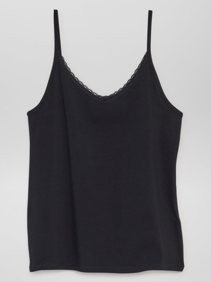 T-shirt manga cava interior de alças finas PRETO - Kiabi