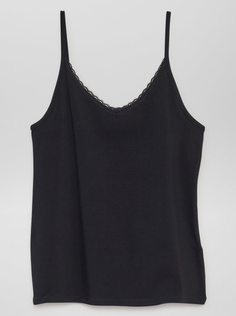 T-shirt manga cava interior de alças finas PRETO - Kiabi