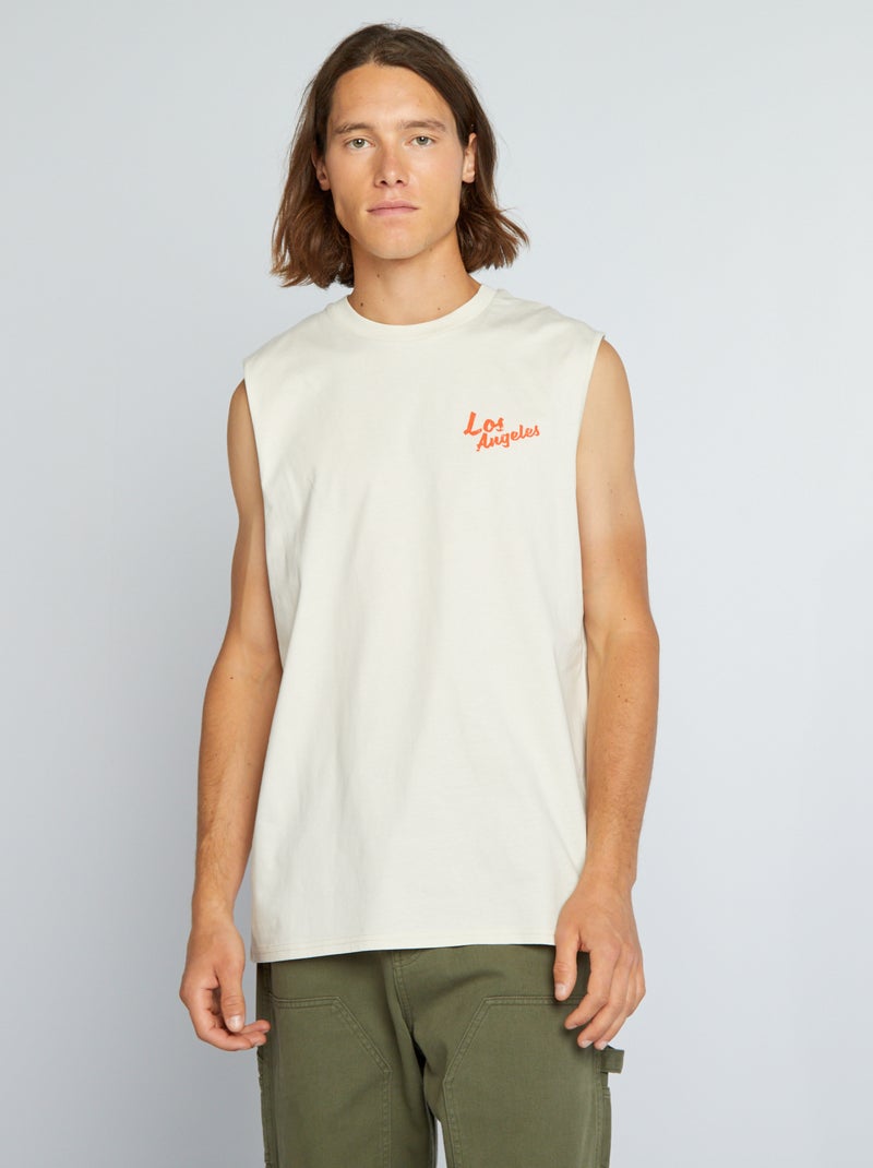 T-shirt manga cava larga 'Los Angeles' LARANJA - Kiabi
