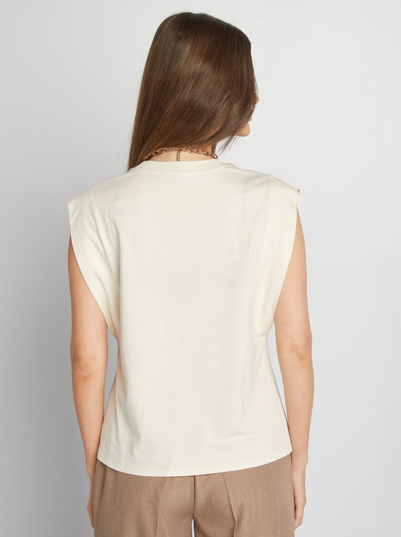 T-shirt manga cava lisa BRANCO - Kiabi