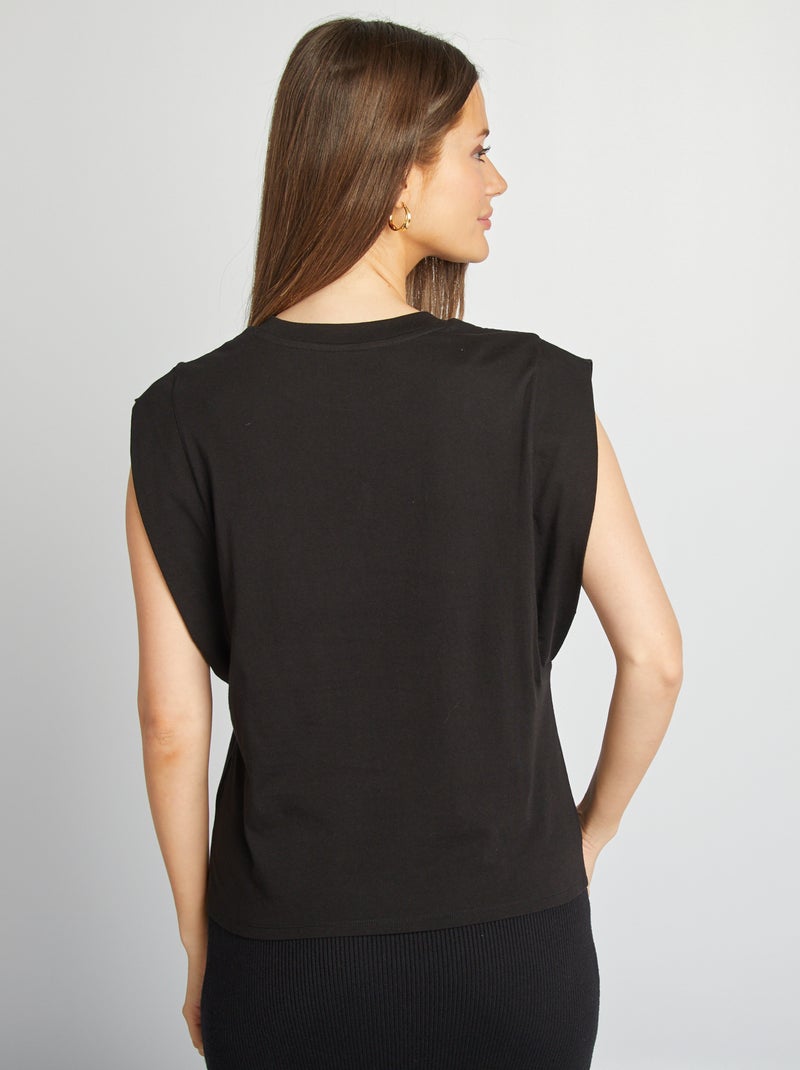 T-shirt manga cava lisa Preto - Kiabi