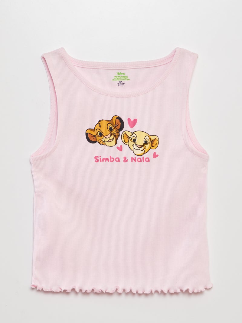T-shirt manga cava nervurada 'O Rei Leão' com rebordo com folhos ROSA - Kiabi