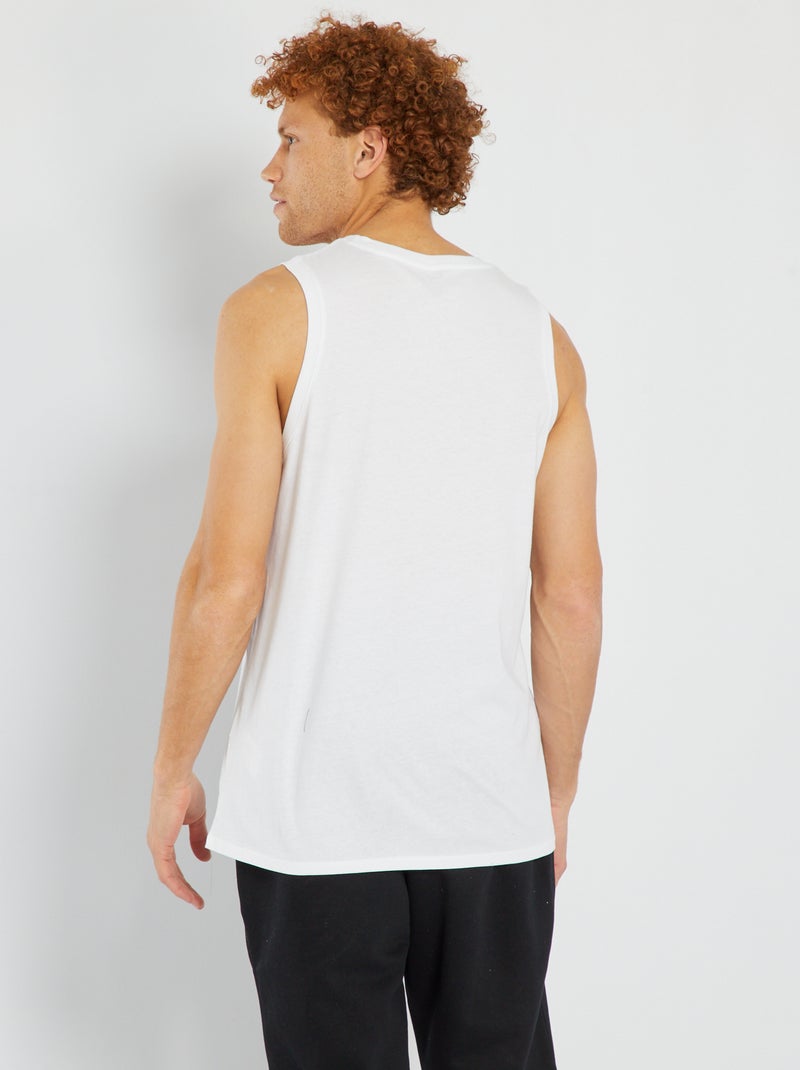 T-shirt manga cava para dormir liso Branco - Kiabi