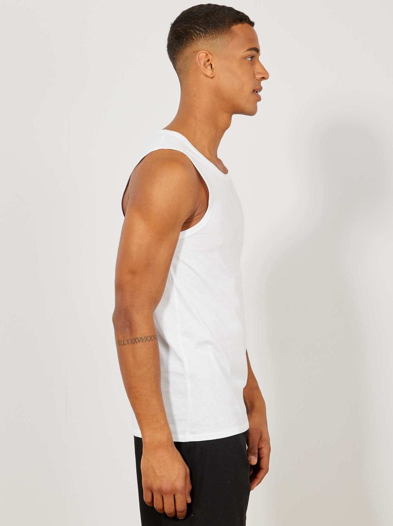 T-shirt manga cava para dormir liso Branco - Kiabi