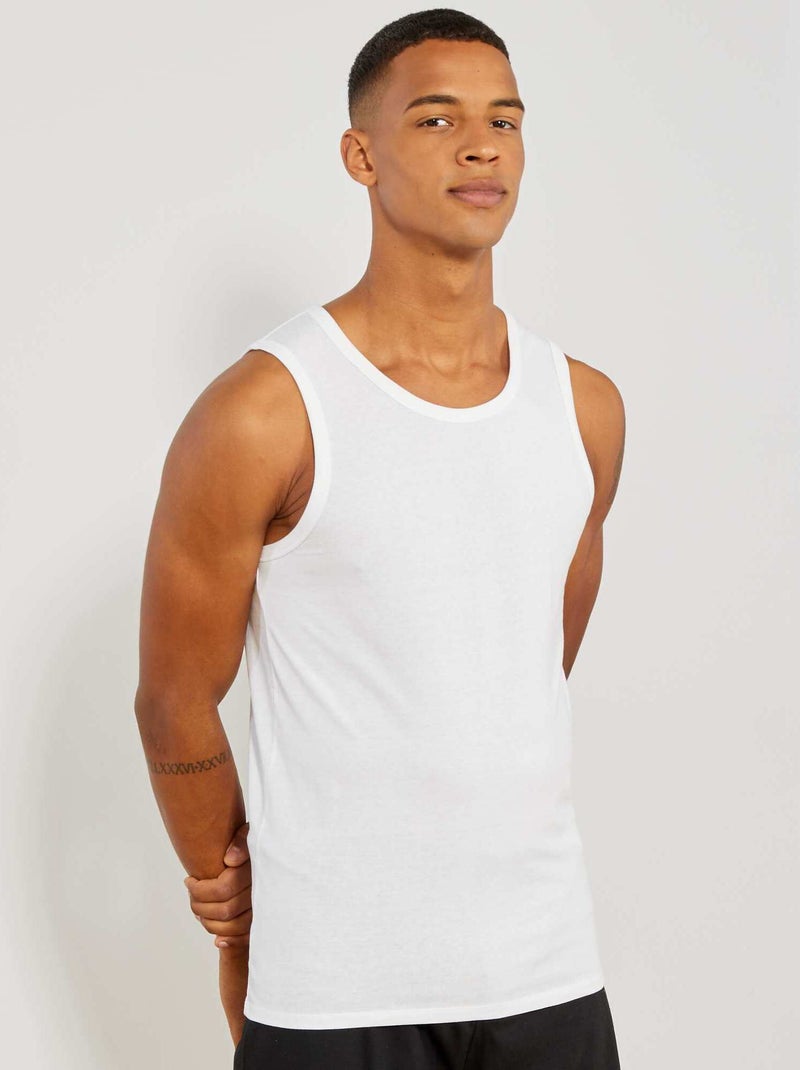 T-shirt manga cava para dormir liso Branco - Kiabi