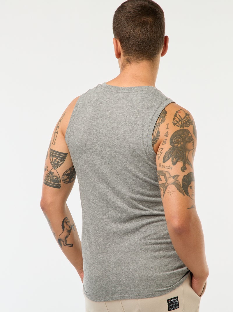 T-shirt manga cava para dormir liso cinza - Kiabi