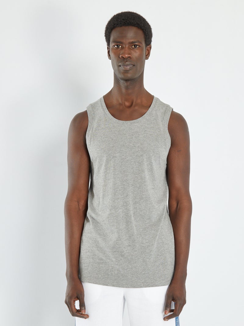 T-shirt manga cava para dormir liso cinza - Kiabi