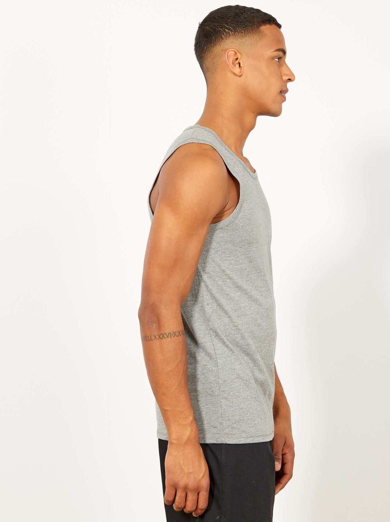 T-shirt manga cava para dormir liso cinza - Kiabi