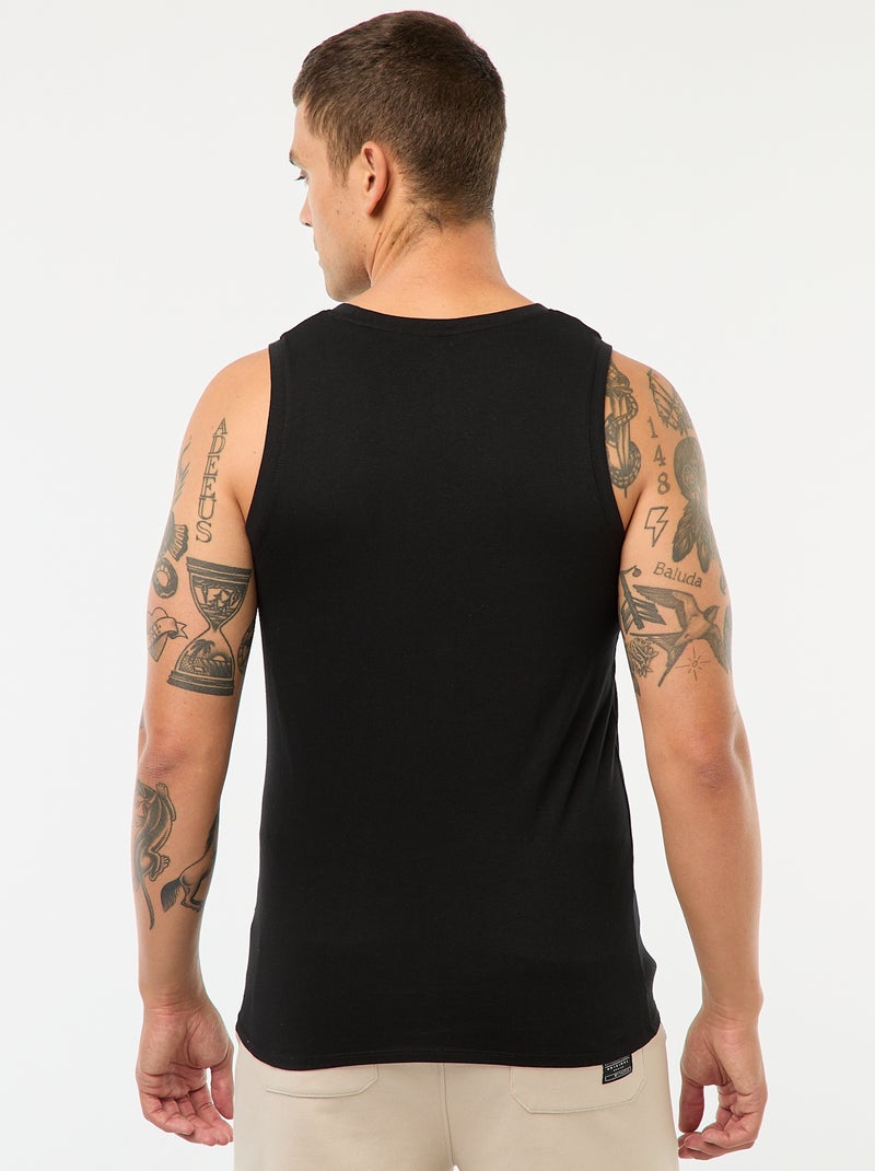 T-shirt manga cava para dormir liso Preto - Kiabi