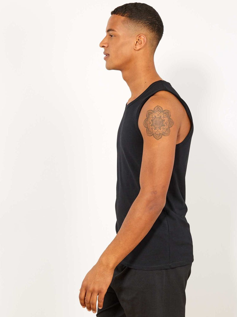 T-shirt manga cava para dormir liso Preto - Kiabi