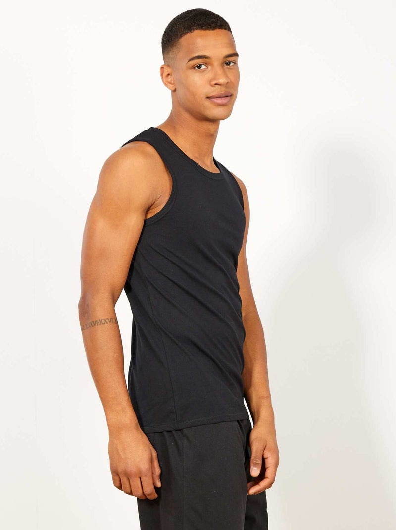 T-shirt manga cava para dormir liso Preto - Kiabi