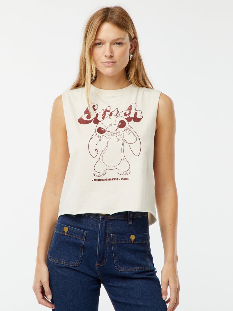 T-shirt manga cava 'Stitch' 'Disney' Branco - Kiabi