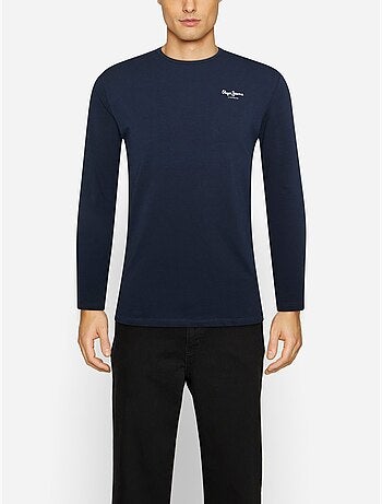 T-shirt manga comprida preto para homem pepe jeans original basic 2