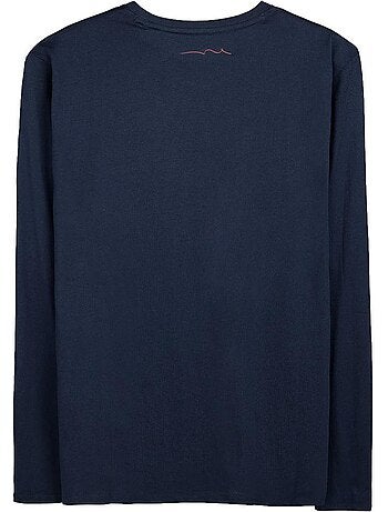 T-shirt manga comprida azul marinho para homem teddy smith jim