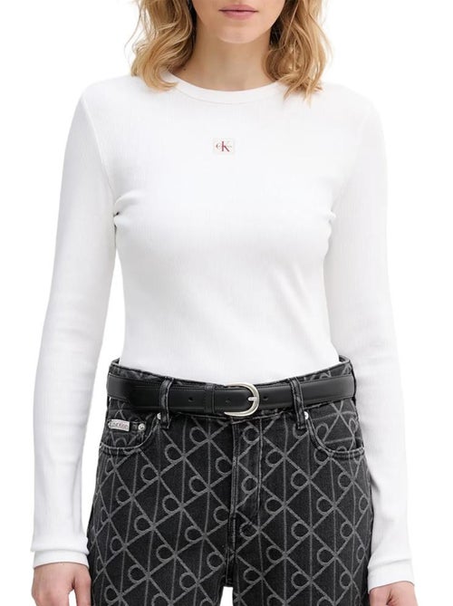 T-shirt Manga Comprida Branca Calvin Klein Jeans para Mulher - Kiabi T-shirt Manga Comprida Branca Calvin Klein Jeans para Mulher - Kiabi