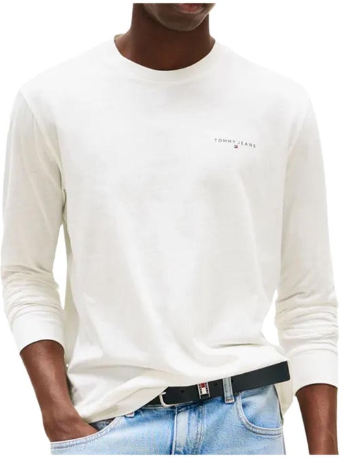T-shirt manga comprida branca de homem tommy hilfiger com logótipo no peito - Kiabi