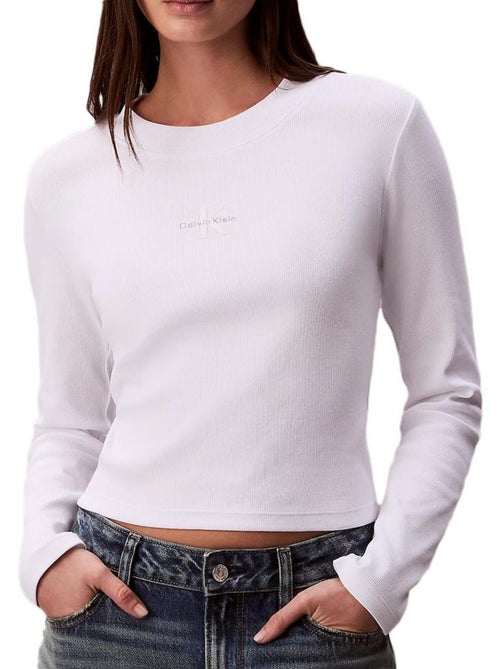 T-Shirt Manga Comprida Branca para Mulher Calvin Klein Jeans Baby - Kiabi T-Shirt Manga Comprida Branca para Mulher Calvin Klein Jeans Baby - Kiabi