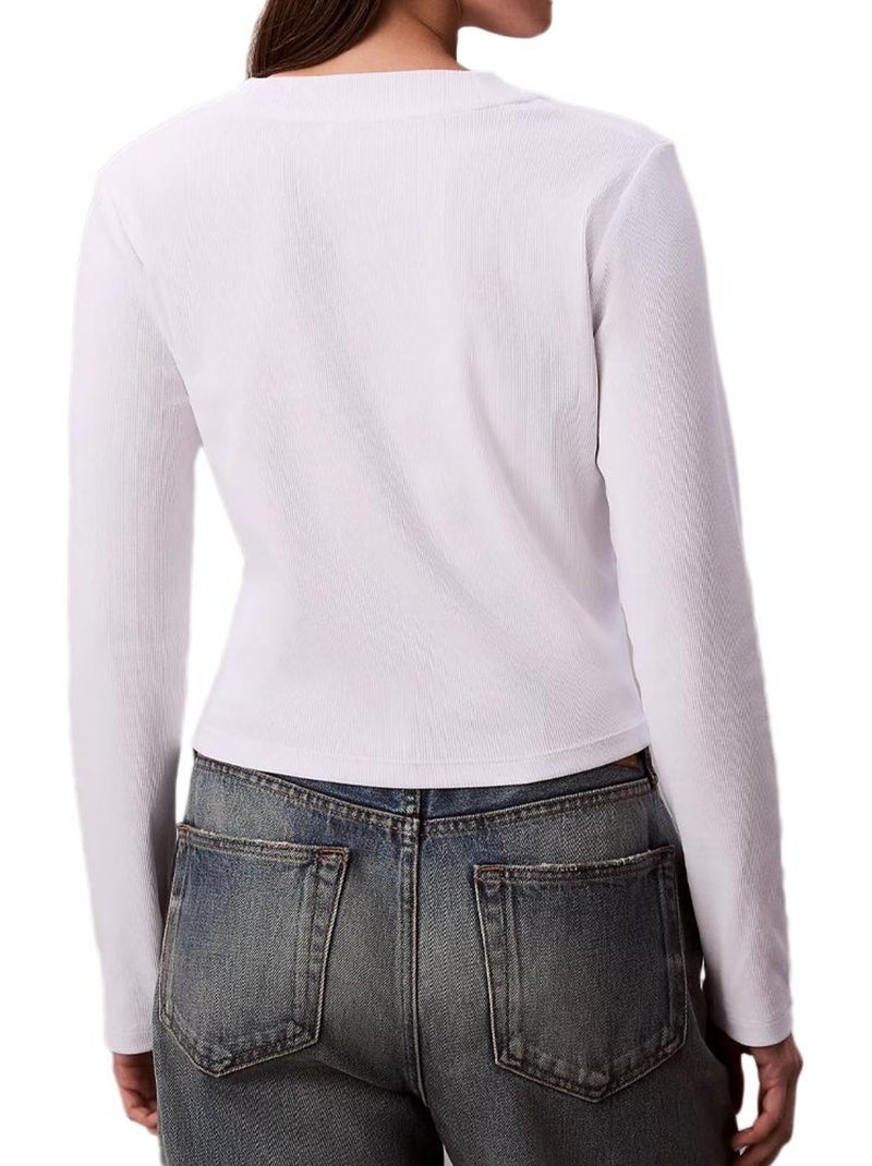 T-Shirt Manga Comprida Branca para Mulher Calvin Klein Jeans Baby Branco - Kiabi