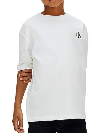 T-shirt manga comprida branca para rapaz calvin klein jeans bridge