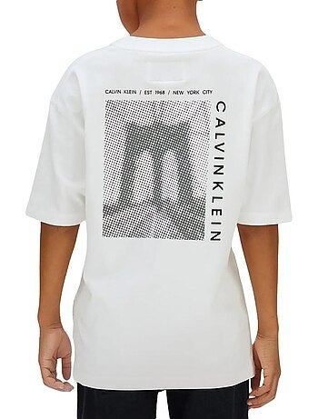 T-shirt manga comprida branca para rapaz calvin klein jeans bridge