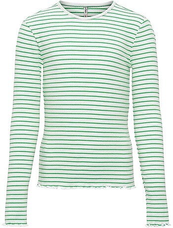 T-Shirt Manga Comprida Branco/Verde para Menina Kids ONLY Koggila