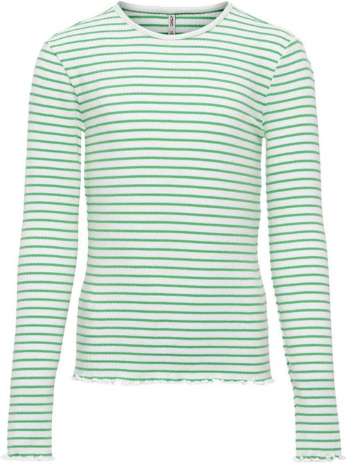 T-Shirt Manga Comprida Branco/Verde para Menina Kids ONLY Koggila - Kiabi T-Shirt Manga Comprida Branco/Verde para Menina Kids ONLY Koggila - Kiabi