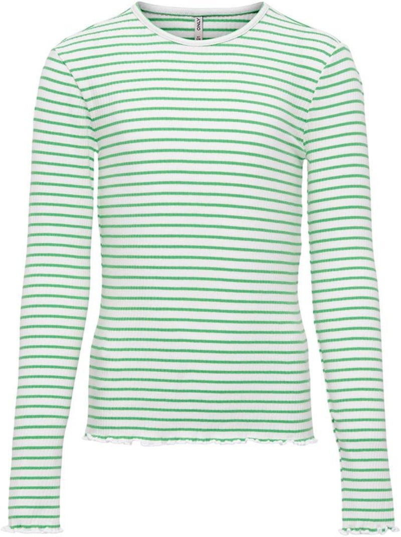 T-Shirt Manga Comprida Branco/Verde para Menina Kids ONLY Koggila Verde - Kiabi