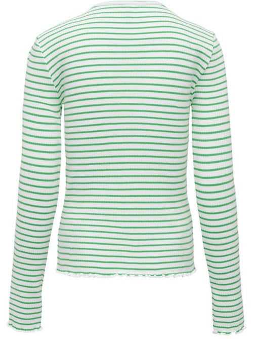 T-Shirt Manga Comprida Branco/Verde para Menina Kids ONLY Koggila - Kiabi T-Shirt Manga Comprida Branco/Verde para Menina Kids ONLY Koggila - Kiabi