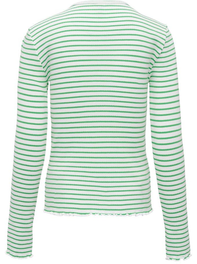 T-Shirt Manga Comprida Branco/Verde para Menina Kids ONLY Koggila Verde - Kiabi