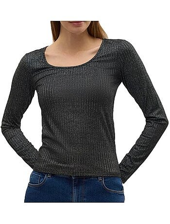 T-shirt manga comprida cinzenta vero moda cora para mulher